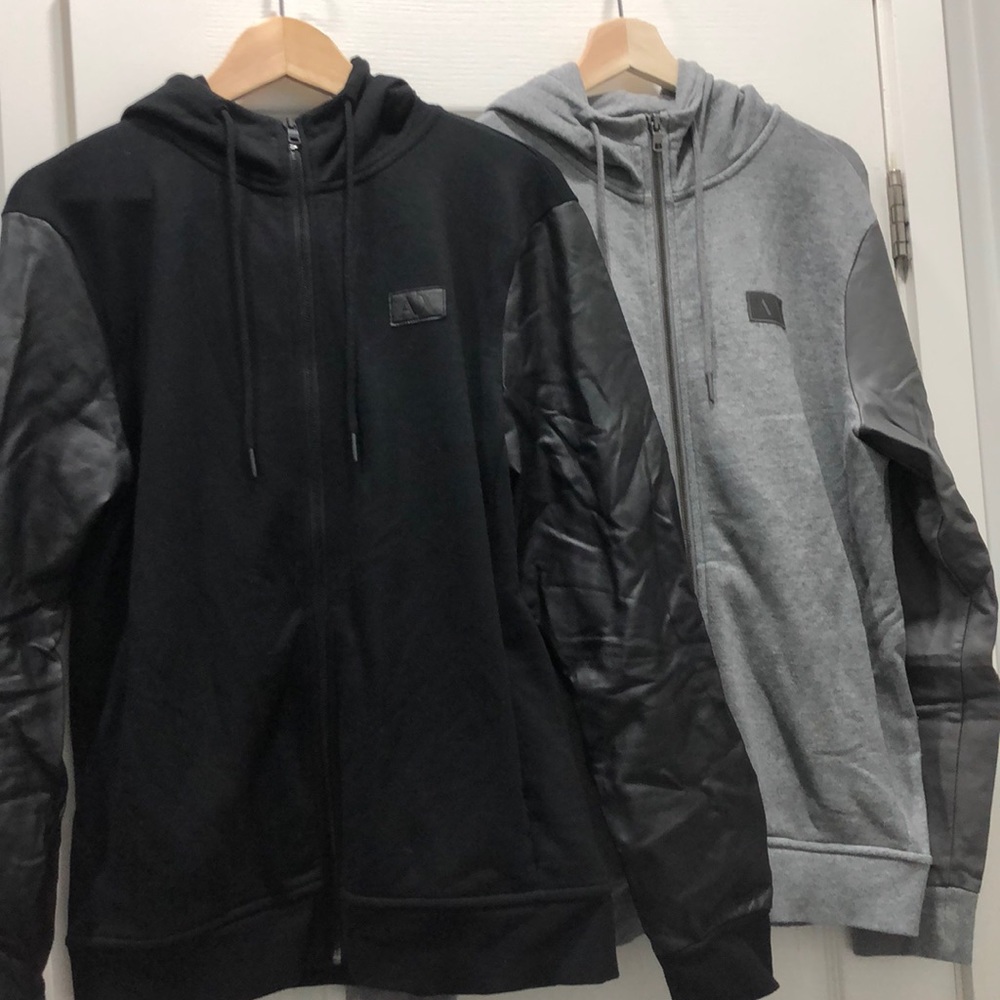 Armani exchange grey and black zip up hoodies